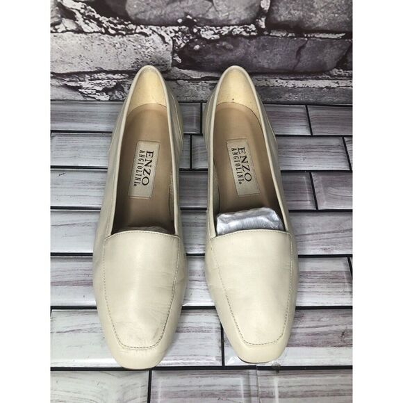 Enzo Angiolini Liberty Ivory Cream Leather Square Toe Loafers Flats Women Sz 6M - Picture 9 of 16